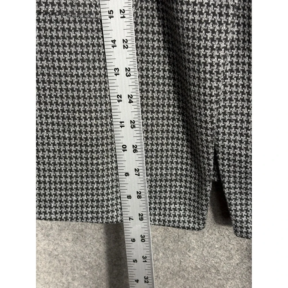 LOFT‎ Womens Houndstooth Blazer Black White Single Button Jacket Size 12 FA22